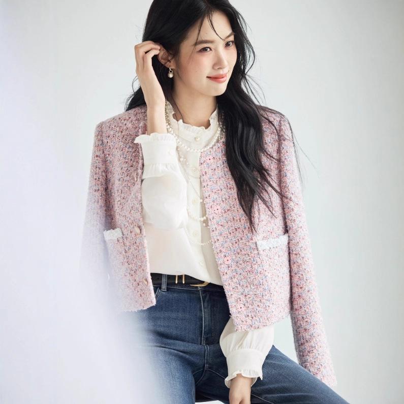 Women's Fragrant Style Tweed Short Jacket - Autumn 2025 Collection.