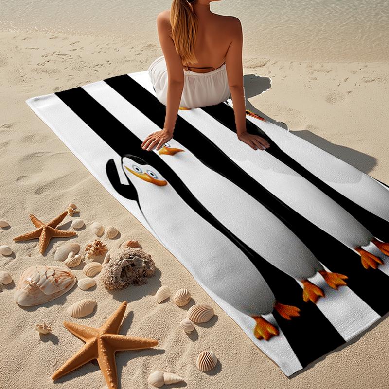 Penguins dventure Beach Towel, Super Soft Microfiber, Gift for Her/Him, Birthday, for Pool, Beach, Travel, Home Decor Fan gifts