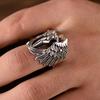 Retro Cross Angel Wings Ring For Men Silver Color Punk Gothic Open Ring Handmade Rock Hiphop Unisex Jewelry Accessories Man Gift