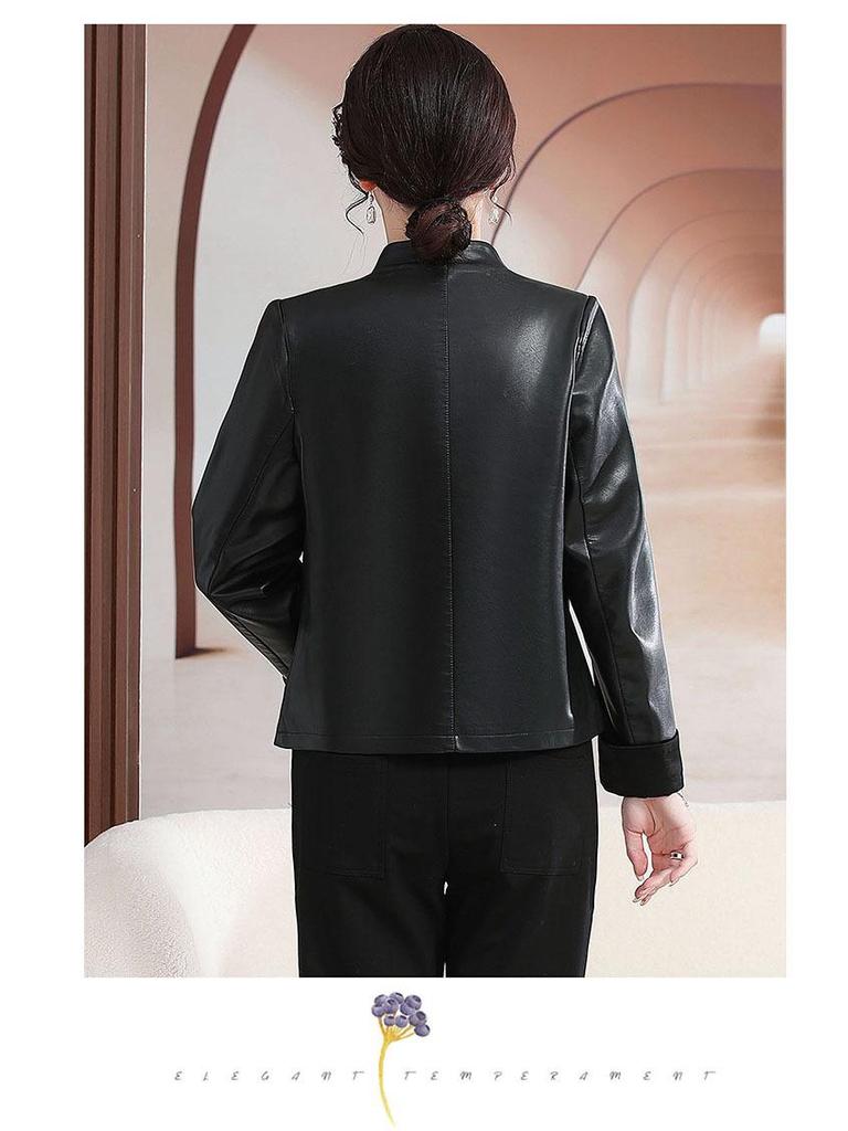 2025 Spring Fashion Washable Leather Jacket for Middle-Aged and Elderly Women