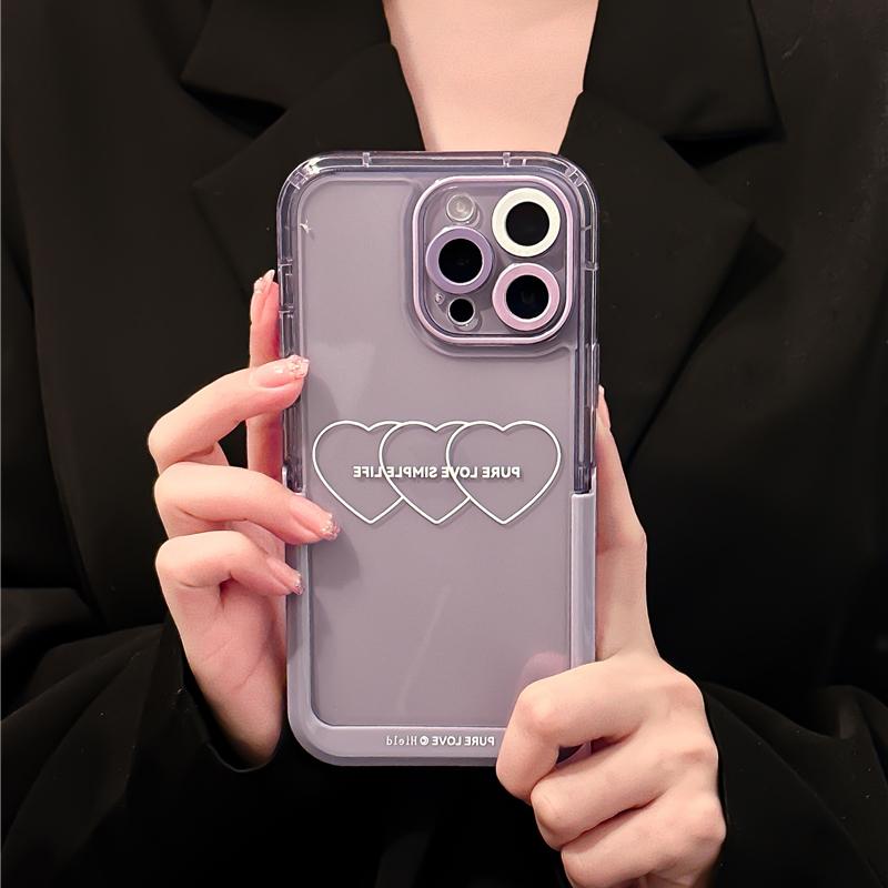 Ins fioletowe serce miłosne niewidoczny futerał z uchwytem do Iphone 14 13 11 12 Pro Max 14 Plus odporna na wstrząsy obudowa z uchwytem na stojak