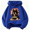 Sudadera con Capucha Vintage de Gato Ramen para Niños, Sudadera Linda de Manga para Niños y Niñas, Sudadera Casual de Otoño Invierno