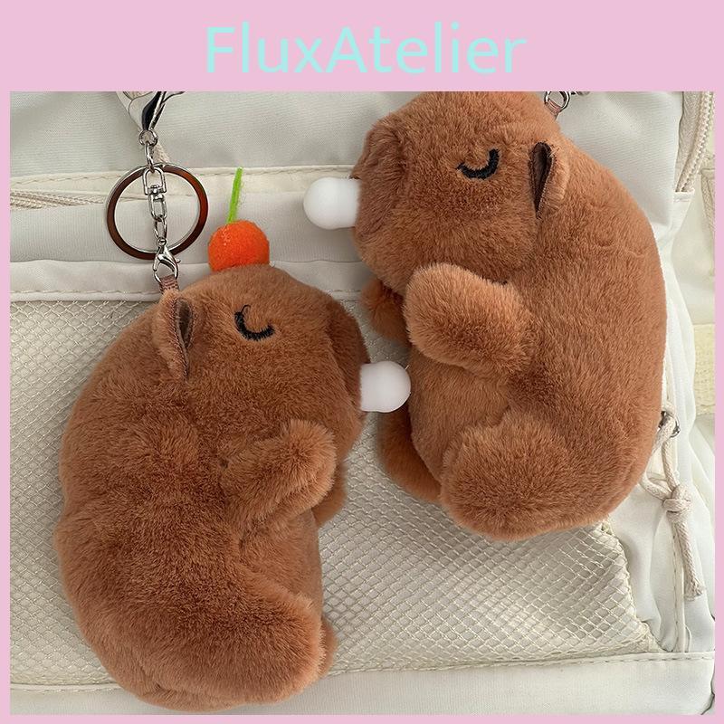Cute Bubble-blowing Capybara Plush Keychain Soft And Fuzzy Backpack Pendant