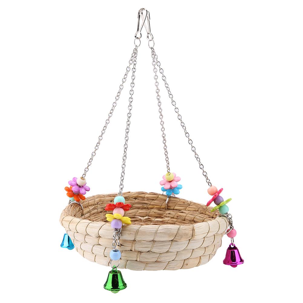Safe Parrot Straw Durable Bird Toy Swing Nest Hanging On Birdcage