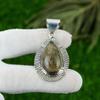 925 Silver Pear Natural Garden Quartz Engagement Bezel Sister Artisan Pendant