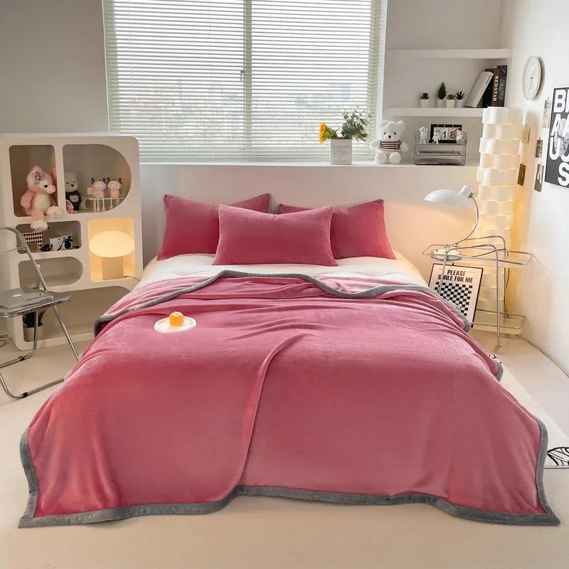 2025 Milk Fleece Blanket Three-piece Fleece Blanket Winter Warm Thickened Air Conditioning Multifunctional Fleece Blanket