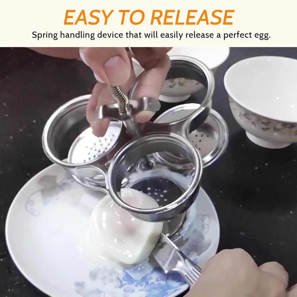 Egg Boiler Egg Poacher Durable Stainless Steel Egg Cups Kitchen Gadget Easy To Use For Poached Eggs Brunch Breakfast