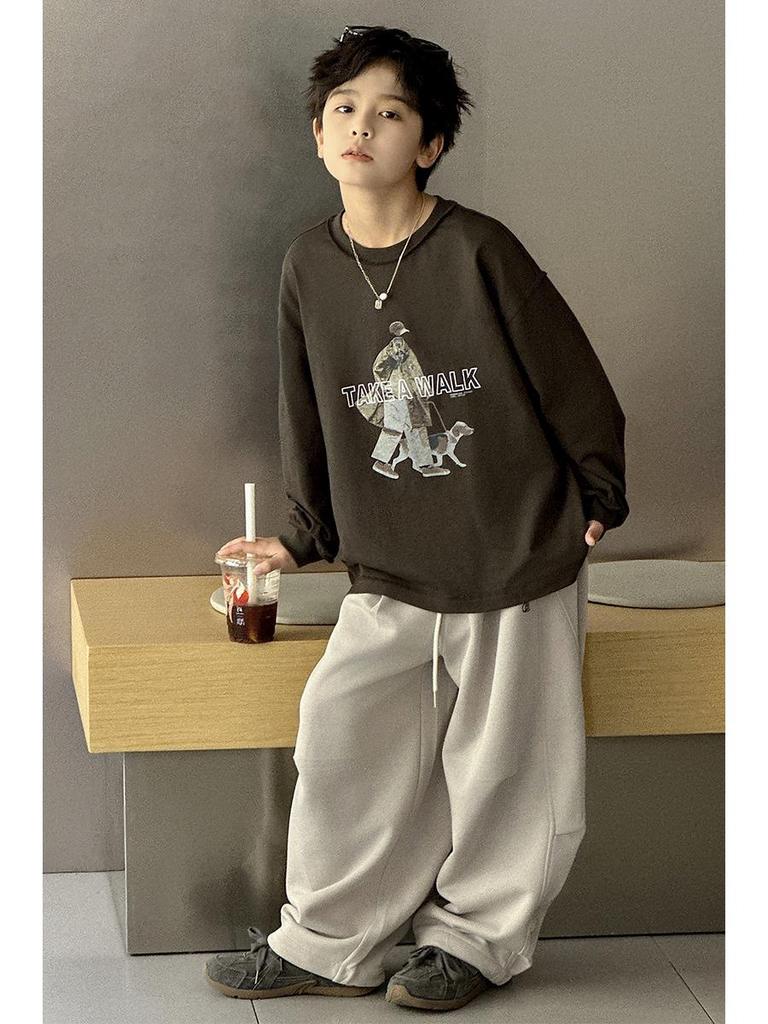 2025 Chlapecké trendy volné dlouhé kalhoty: Jarní/Podzimní Korejský Styl pro Střední a Velké Děti