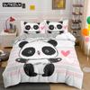 Lovely Cartoon Panda Bedding Sets 3D Printed Duvet Cover Set For Kids Girls 135x200 Bed Linen King Single Double Size Room Decor