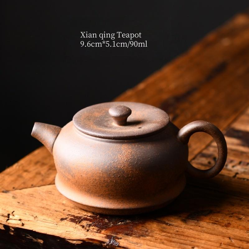 

90ML Small Capacity Old Rock Mud Rough Pottery Tea Pot Retro Teapot Tea Kettle Tea Ceremony Tea Making Single Pot Tea Ceremony