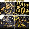 50th Birthday Decorations for Men Women - Happy 50th Birthday Banner Party Decorations Black Gold 50 Years Birthday Party Suppiles Background for