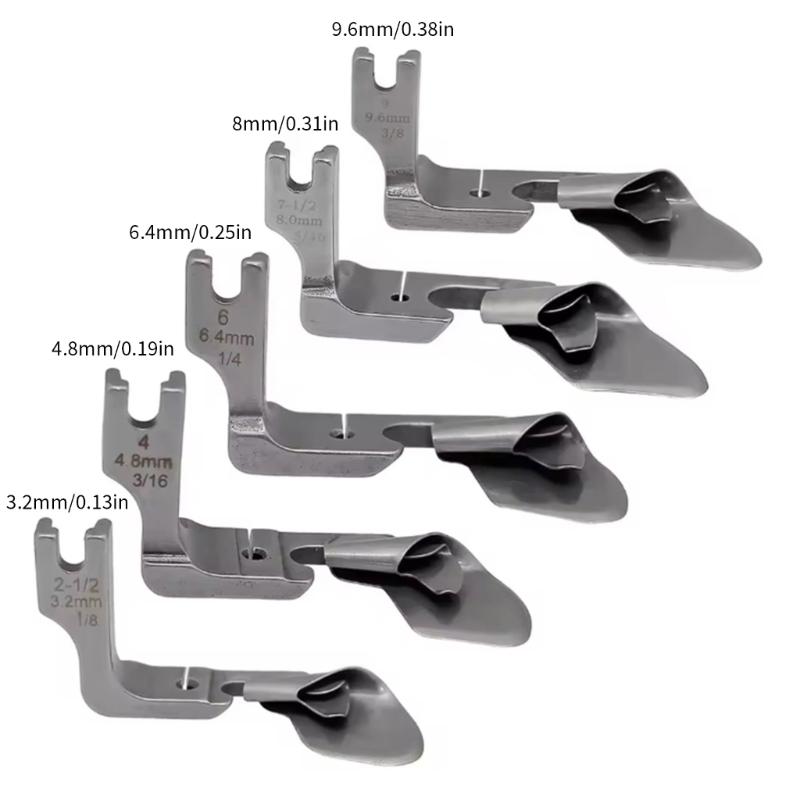 5PCS Steel Metal Rolled Hemming Presser Feet Rolled Hemming Presser Foot for Thin/Thick Fabric Clothing Curtain Bedding