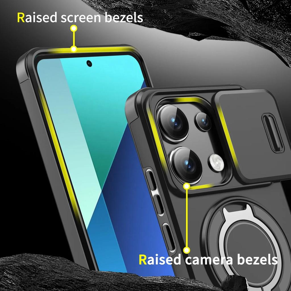 Armor Magnetic phone Case for Redmi Note 13 Pro + Plus 5G 4G  Xiaomi note13 5G Lanyard Slide Camera Protection Shockproof Cover