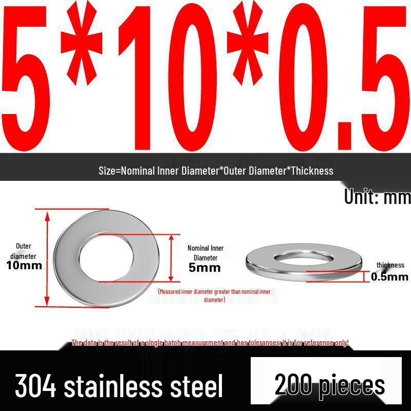 Thickened 304 Stainless Steel Flat Washer Spacer (M2-M36)