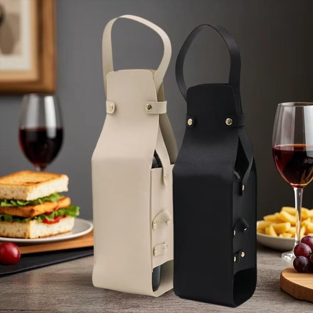 Wine Gift Bag Reusable Leather Wine Tote Carrier Double Layer Champagne Beer Gift Bags Carrier for Birthday Bridal Showers