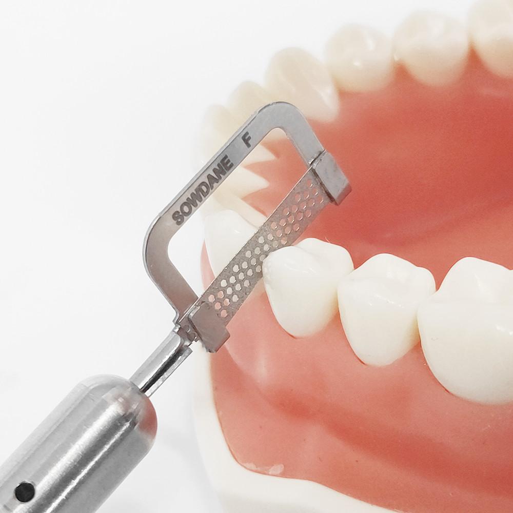 Bandes automatiques de réduction d'émail interproximale dentaire, poignée à Double face, Surface de ponçage en diamant avec trou