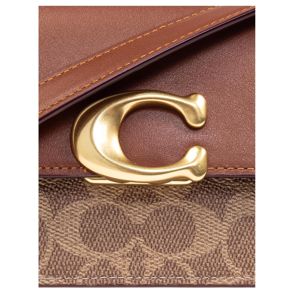 Coach 19 Signature Pattern Printed Leather Shoulder Bag Small Women Shoulder Bag Brown CAM19-B4XHG