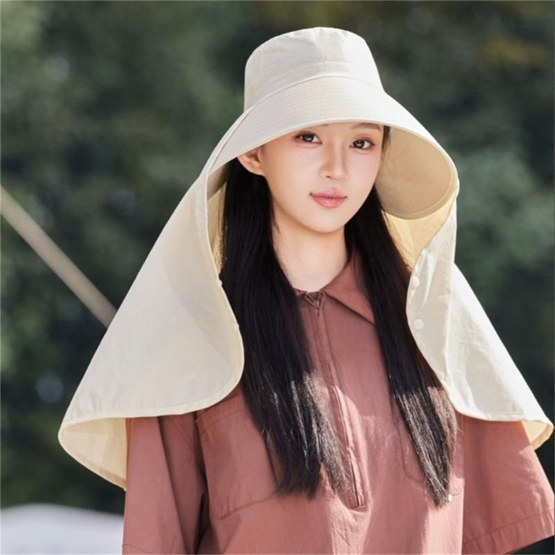 Wide Brimmed Sun Hat For Women Lady Adjustable Breathable Fabric Sun Protection Outdoor Fishing Hat Beach Travel