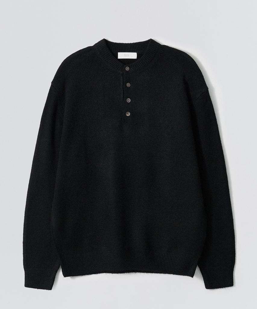 EZIO Henley Neck Wool Blend Knitwear_Black