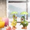 1 Paar 12 cm Dilly und Dally Gartenenten mit Regenschirm Harzornament Actionfigur Raumdekoration Haus Garten Dekoration Außenbereich