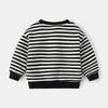 Autumn and Winter Boys Striped Fleece Sweater Striped Round Neck Medium Children's Top Casual Fleece Long-sleeved Top