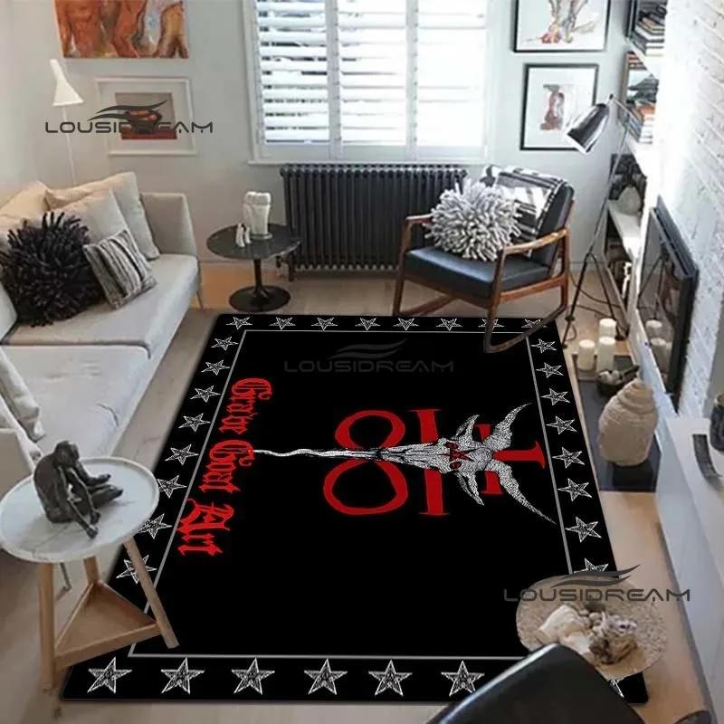 Devil Satan Lucifer Sacrifice Carpet and Rug Goat Baphont Rug Living Room Bedroom Area Carpet Study Porch Bedside Non-slip Mat