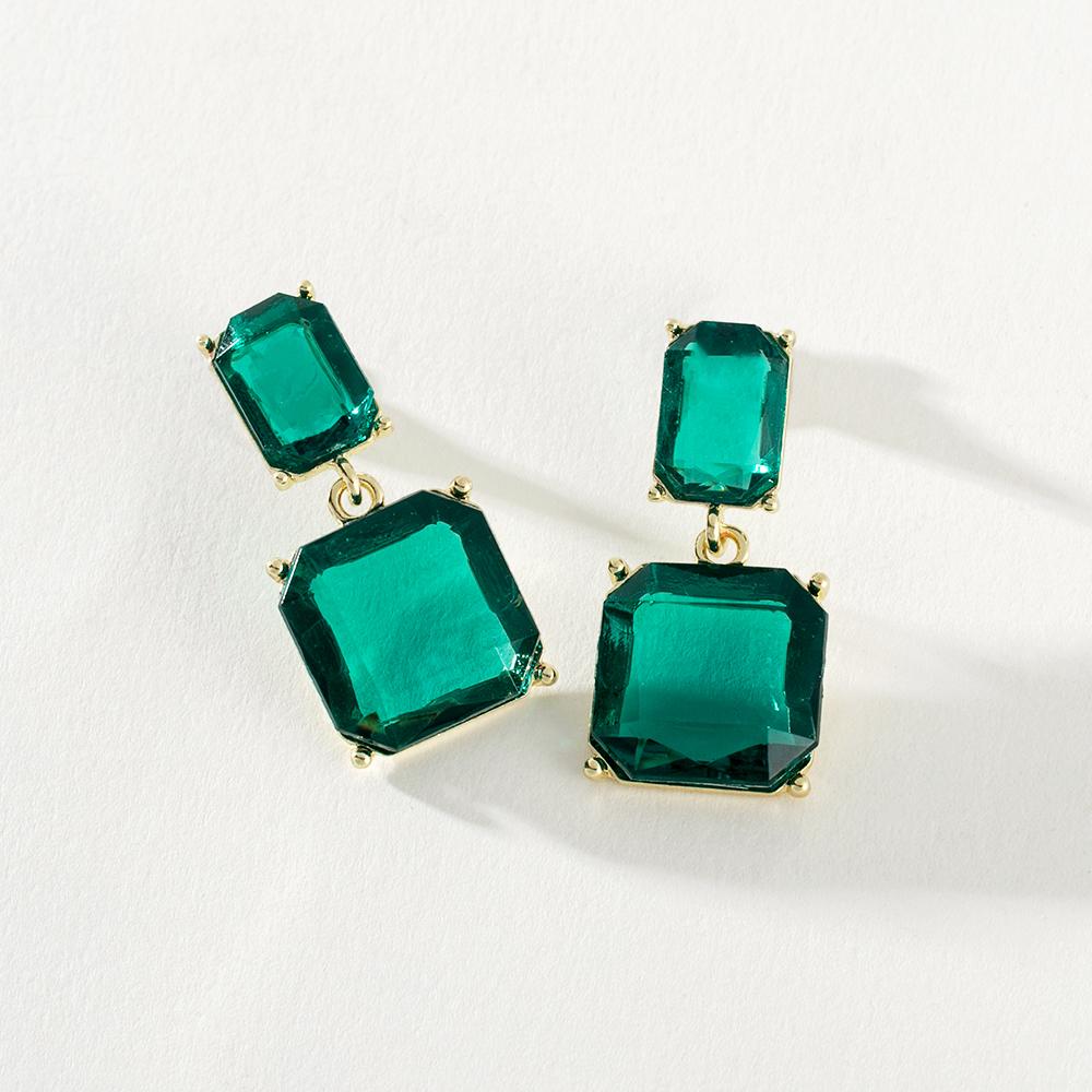 Pinkdudu Korean Version Clear Crystal Drop Stud Earrings Simple Alloy Geometric Square Earrings for Women Jewelry Gifts PD683