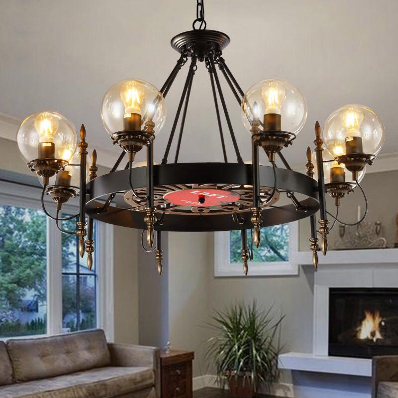 Oeny 6-Head Industrial Chandelier with LED