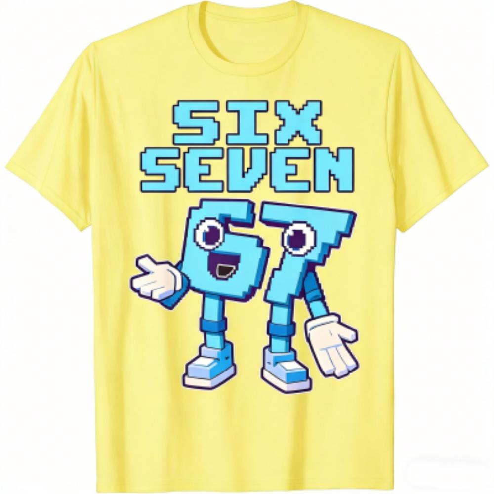 Sommer Mode Cartoon 67 Druck Herren T-Shirts Sommer Street Kurzarm Outdoor Freizeitkleidung für Herren und Damen T-Shirts Top