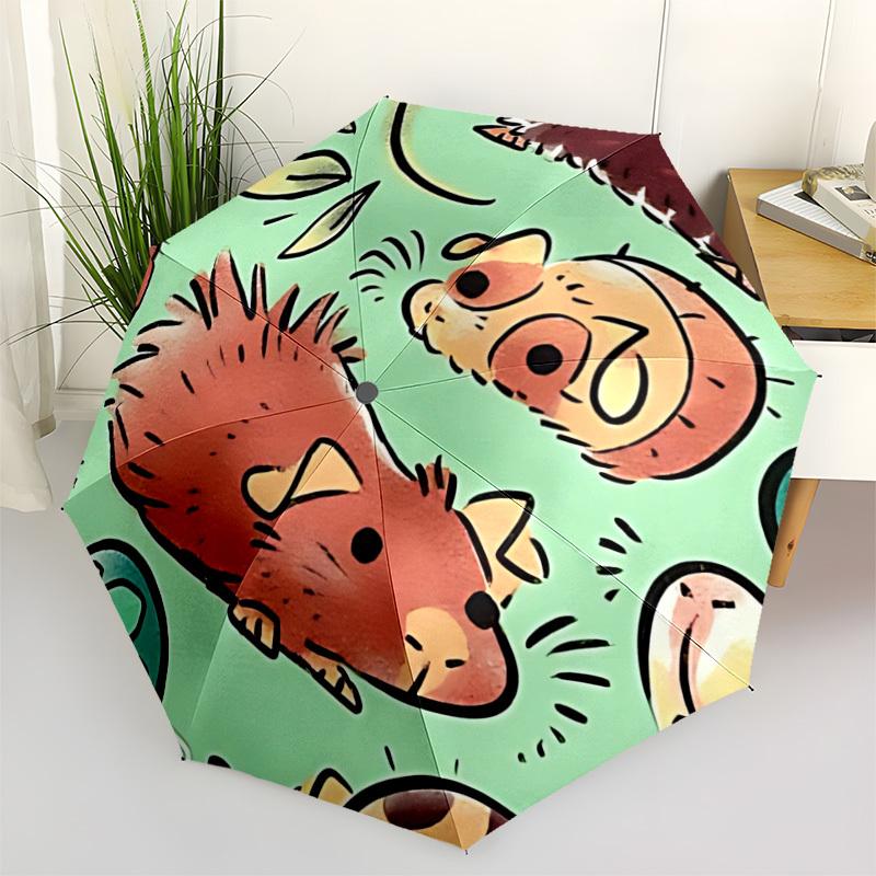 

1pc Hedgehog Pattern Umbrella Portable Folding Umbrella Durable Iron Frame, Suitable for All Seasons Home Travel Outdoor yy260319088