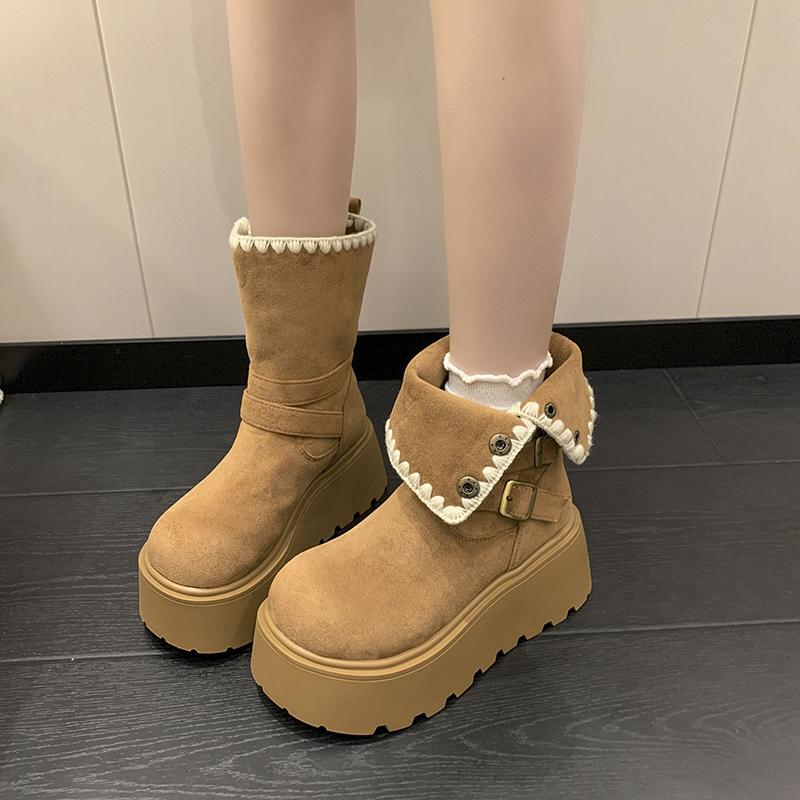 Fashion Winter Platform Thick Sole Women Snow Boots Chunky Style Women's Fur Shoes Female Comfort Keep Warm Cotton Short Booties