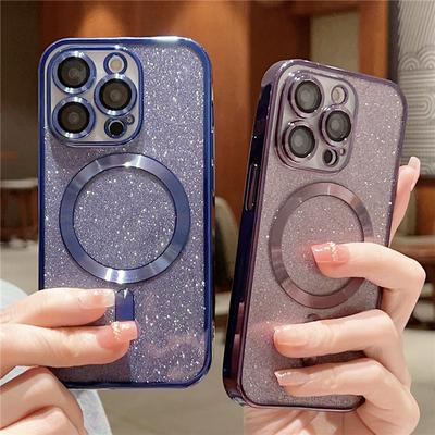 Shining Glitter Wireless Charging Phone Case For Iphone 14 13 12 11 Pro Max 14pro 14plus 11 Shockproof Plating Soft Bumper Cover