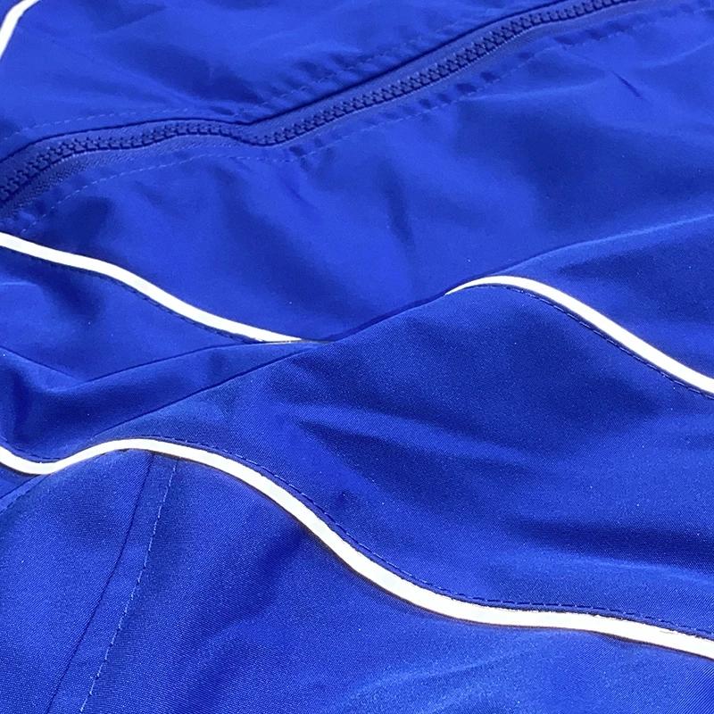 Jachete hip hop cu dungi reflectorizante pentru bărbați, Harajuku, cu fermoar, patchwork, îmbrăcăminte de vânt, ocazional, largi, varsity, unisex, albastru