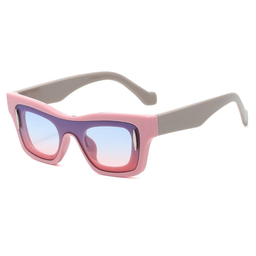 

New Retro Gradient Square Women Sunglasses Y2K Personality Brand Splicing Color Leopard Print Trendy All-match UV400 as picture