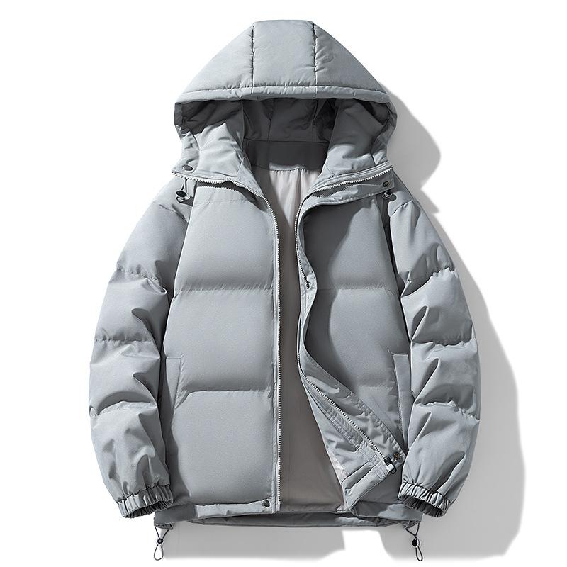 Herbst- und Winter-Einfarbiger Kapuzen-Baumwollmantel für Herren und Damen, Trendiger Verdickter Baumwollmantel im Hongkong-Stil, Warme Jacke, Studenten-Brotmantel
