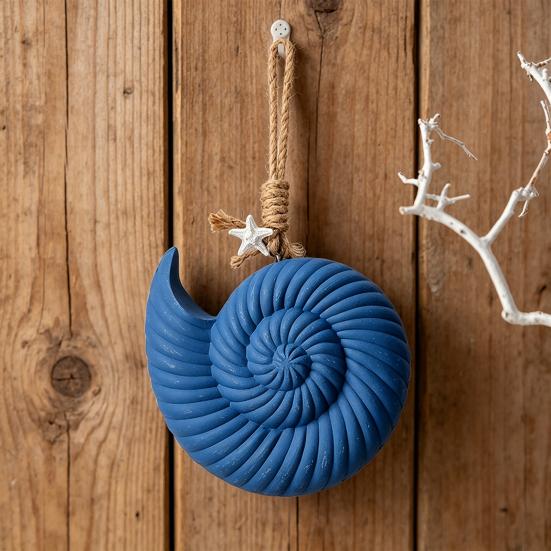 Nautical Wooden Conch Ornament with Hemp Rope Summer Ocean Beach Hanging Decoration for Farmhouse Hawaiian Tropical Party Supplies