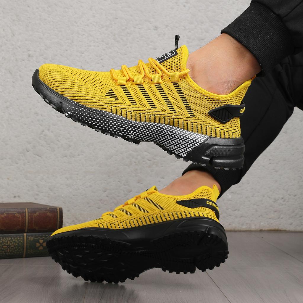 Men's outdoor sports lace-up mesh shoes, non-slip and wear-resistant walking shoes, fashionable, lightweight and breathable marathon running shoes