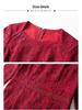 Summer 2023 Wine Red Lace Dress with Seven-Sleeve for Elegant Young Mothers