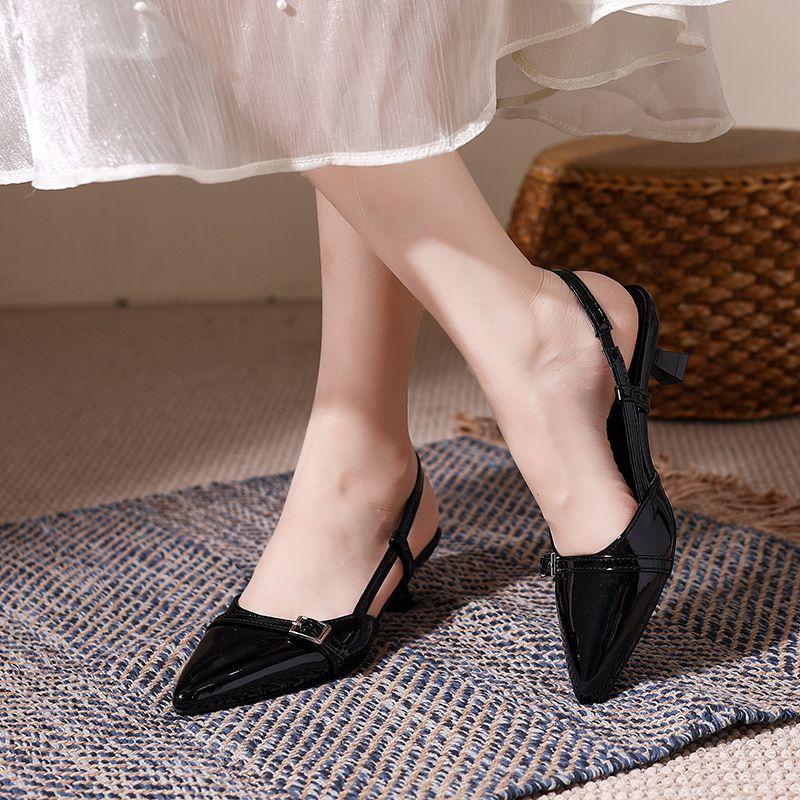 Pointed Toe Buckle Strap Ladies Sandals Solid Shallow Fashion Sexy Party Slingbacks 2025 Summer High Heeled Shoes Woman