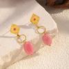 Mode Elegante Naturstein Ohrhänger Kreativ Geometrisch Edelstahl Blumenohrringe Damen Tägliches Tragen Party Geschenke