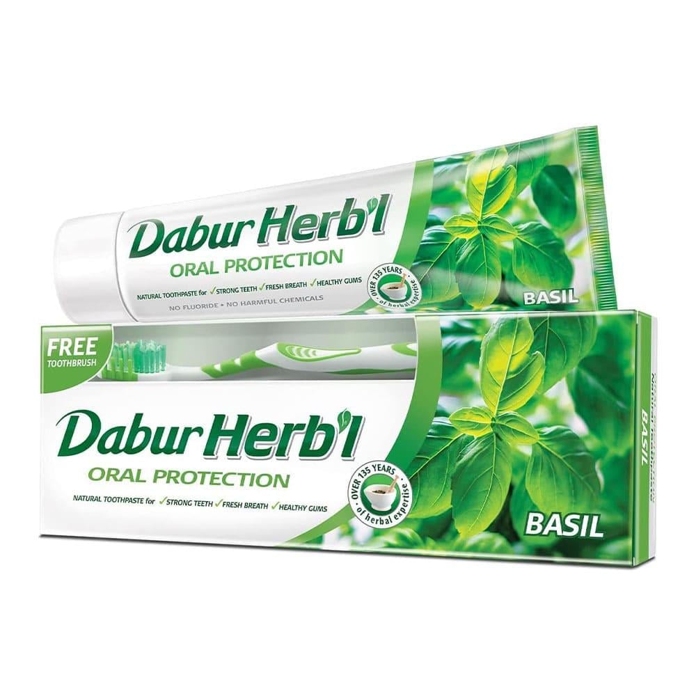 Herbal Basil Toothpaste + FREE Toothbrush Dabur