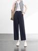 Khaki High-Waisted Wide-Leg Suit Pants for Women - Spring/Summer Slimming Petite Fit