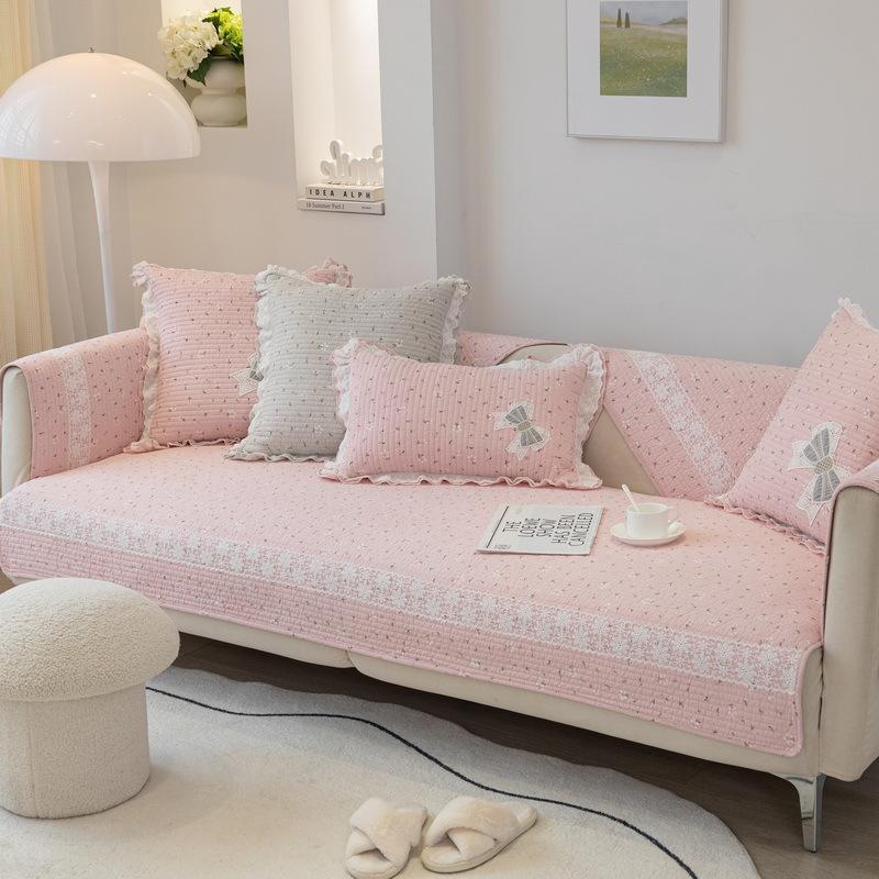 

Four Seasons Cotton Non-Slip Sofa Cushion Pure Cotton Small Fresh Floral Seat Cushion Universal Leather Sofa Towel Cover Cloth Towel 70*70cm