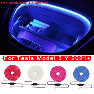 4 Farben Auto Frontkofferraum Frunk LED Umgebungslichtleiste Modifizierte Beleuchtung für Tesla Model 3 Y + Flexibler Frontkofferraum