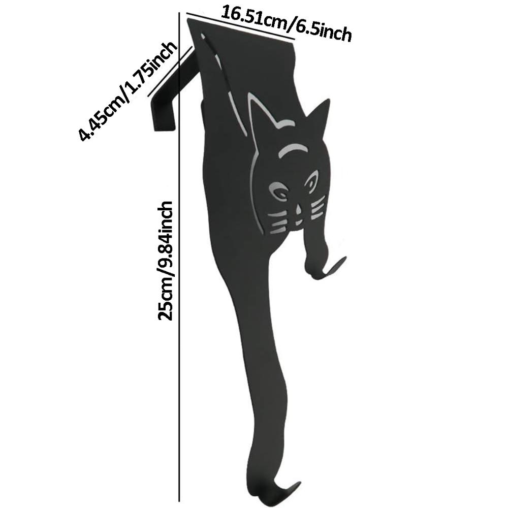 Stylové kovové háčky Cat Over the Door: Silné černé háčky na zavěšení. Elegantní domácí organizér, který změní váš prostor.