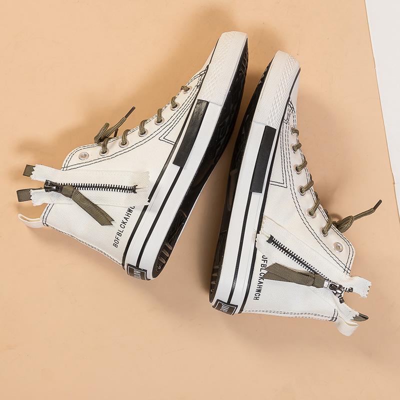 Canvas Shoes Women'S Season New Student Classic Zipper Casual Versatile High Top Canvas Little White Shoes Board Shoes