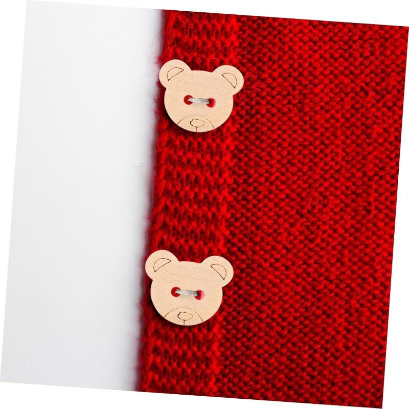 100pcs Wooden Bear Buttons Animal Shaped Unfinished Wood Decorative Buttons Sewing Supplies for DIY Sewing Crafting Scrapbooking