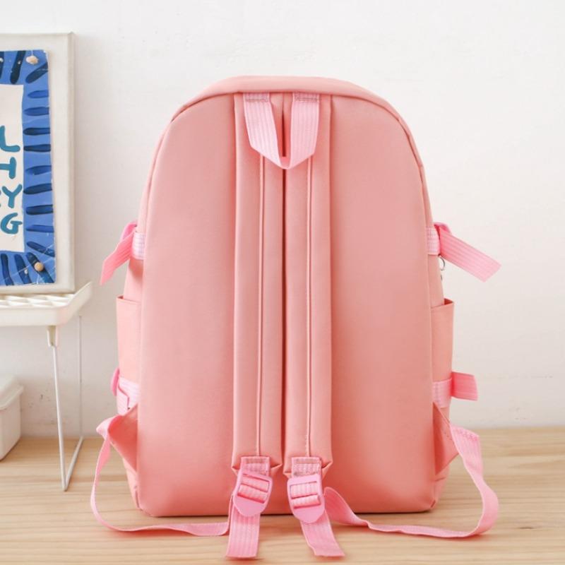Large Capacity Canvas Backpack For High School Students Korean Version For Women Set Of 5 Pieces University Student Autumn New