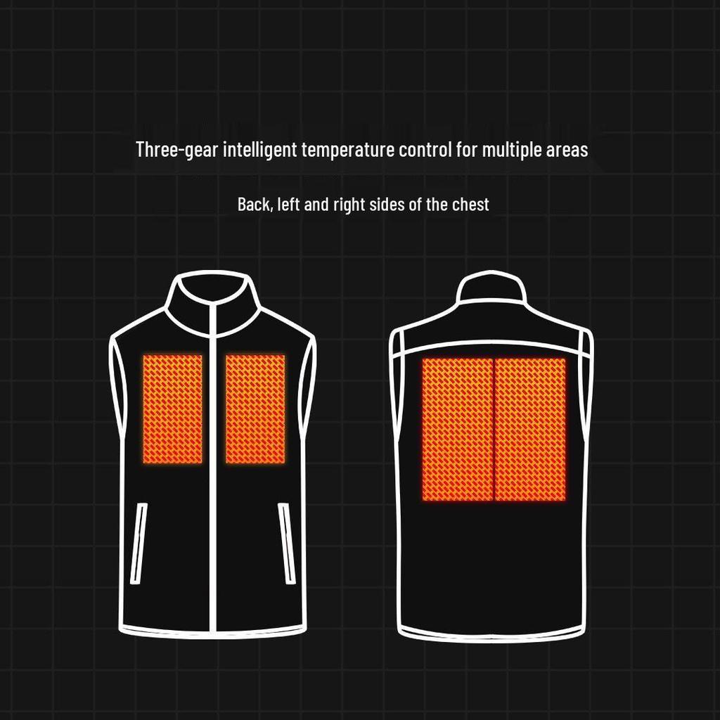 Men's SKAH Shikahe Smart Heated Fleece Vest - Winter Warmth with Temperature Control & Stand Collar