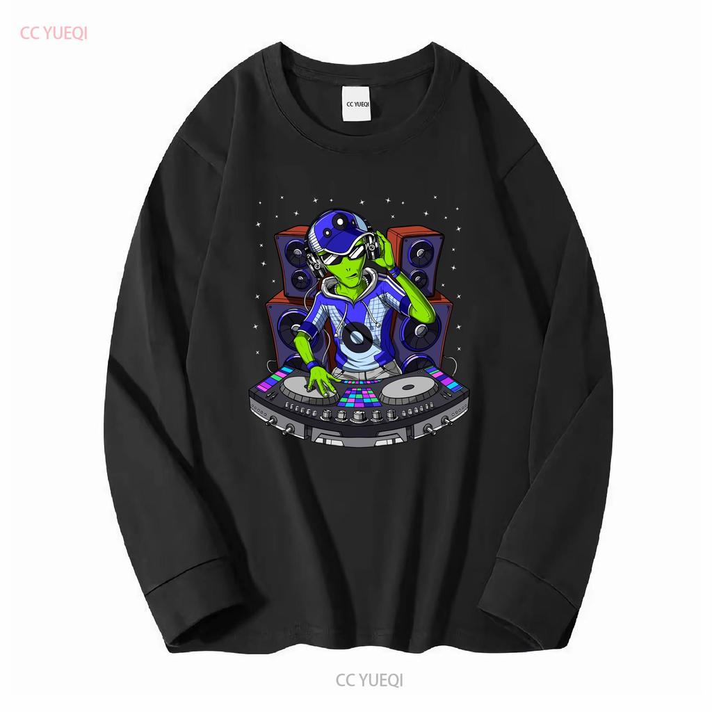 Alien Techno DJ T Shirt Psytrance Dubstep Music House EDM Festival Clothing Outfit Long or Short Sleeves Vintage Washed Soft